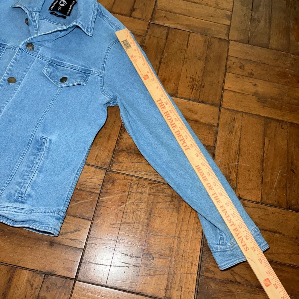 Fried Denim Mens Light Wash Slim Fit Trucker Jacket Blue Size Medium